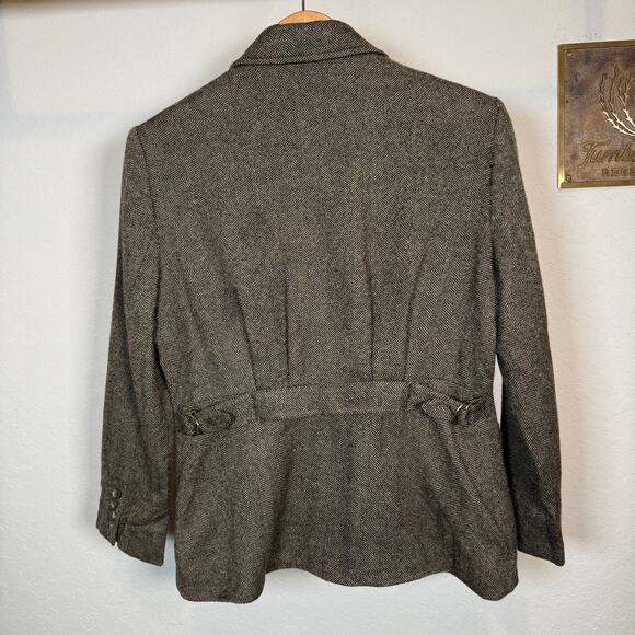 Women's Lauren Ralph Lauren Brown Herringbone 100% Wool Zip Front Jacket Sz 6 - Picture 13 of 13